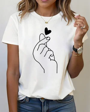 Finger Heart Line Art...