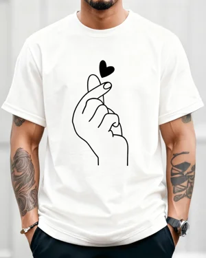 Finger Heart Line Art...