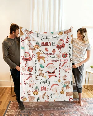 Christmas Love Gift for Emily Cozy Flannel Blanket-Cute Graphic,Super Soft,Warm,Lightweight,For Couch,Bedroom Use