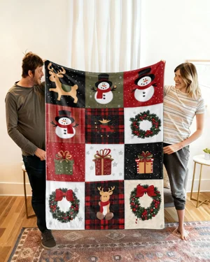 Christmas Holiday Love and Blessings Blanket-Cozy Classic,Super Soft,Warm,Plush,For Couch,Bedroom Use