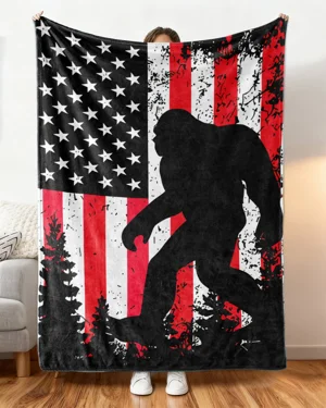 Patriotic Bigfoot Adventure Gift Blanket-Cozy Classic,Warm,Plush,Durable,For Couch,Bedroom Use