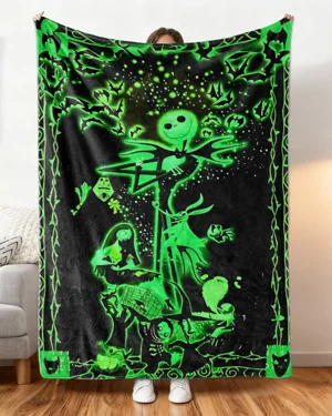 Halloween Skeleton Love Theme Cozy Flannel Blanket-Cozy Graphic,Plush,Warm,Durable,For Couch,Bedroom Use