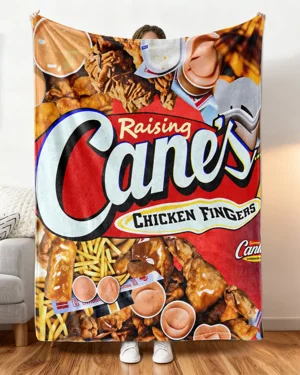 Retro Chicken Fingers Packaging Print Blanket-Vintage,Graphic,Super Soft,Warm & Lightweight,Skin-Friendly Fabric