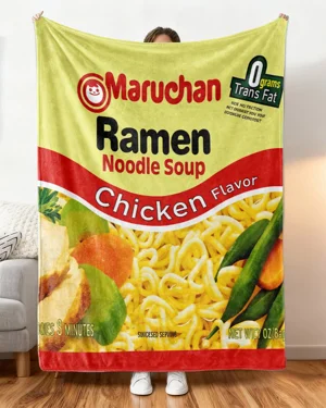 Maruchan Ramen Noodle Soup Packaging Print Blanket-Vintage,Cozy,Super Soft,Warm & Lightweight,Skin-Friendly Fabric