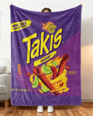Takis Fuego Chips Bag Design Snack Packaging Print Blanket-Trendy,Graphic,Super Soft,Warm & Lightweight,Skin-Friendly Fabric