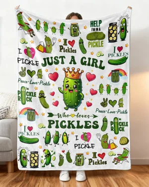 Cartoon Pickle Jar Wrapper Snack Packaging Print Blanket-Cute,Trendy,Super Soft,Warm & Lightweight,Skin-Friendly Fabric