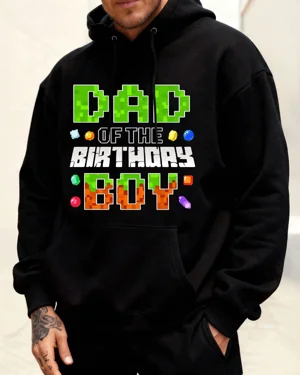 Dad of the Birthday Boy Cozy Graphic Hoodie for Men and Women - Casual Funny, Long Sleeve, Soft Fabric, Comfortable Fit