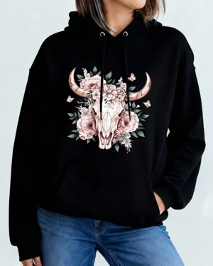 Floral Bull Skull with...