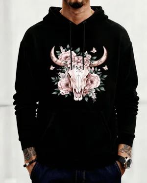 Floral Bull Skull with...