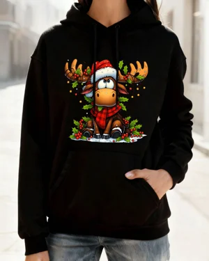 Christmas Moose with Holly...