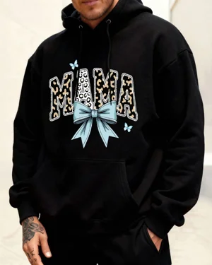 Mama Leopard Print Blue Bow...