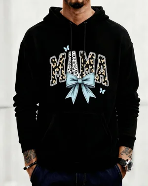 Mama Leopard Print Blue Bow...