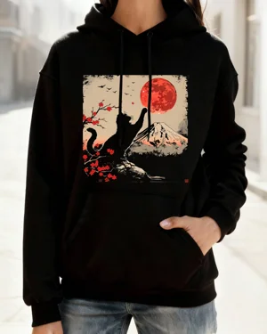 Cat Reaching Red Moon and...