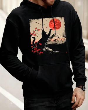 Cat Reaching Red Moon and...