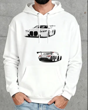 White Sports Car Front and...