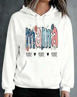 Mama Mom Floral Name Hearts...