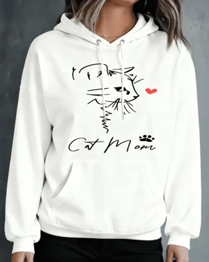 Cat Mom Line Art with Heart...