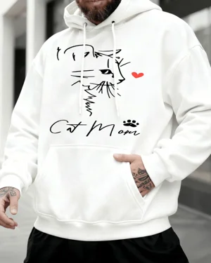 Cat Mom Line Art with Heart...