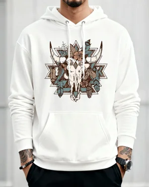 Boho Bull Skull with Floral...