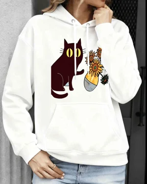 Black Cat with Sunflowers...