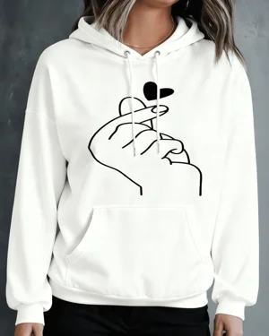 Finger Heart Line Art Cozy...