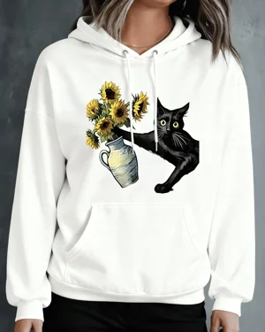 Black Cat with Sunflowers...