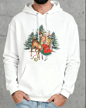 Girl and Reindeer Winter...