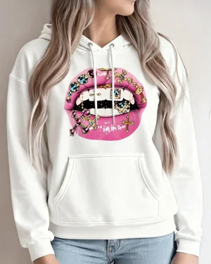 Pink Lips with Gold Cross...