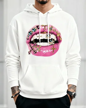 Pink Lips with Gold Cross...