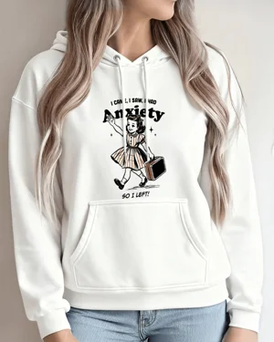 I Came I Saw I Had Anxiety So I Left Cozy Cotton Graphic Hoodie-Vintage Retro,Long Sleeves,Soft Fabric,Comfortable Fit