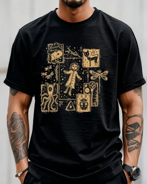 Mystical Creatures and Cosmic Girl Summer Cotton Graphic T Shirt - Artistic Vintage,Short Sleeve,Soft Fabric,Comfortable Fit