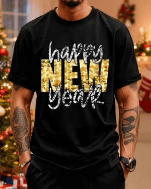 Happy New Year Gold Sequin...