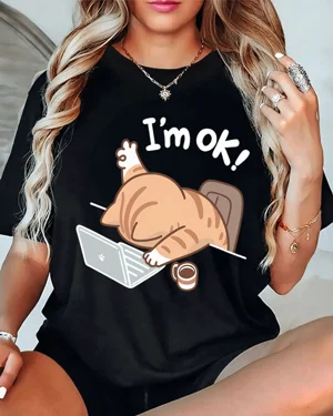 I'm OK Cute Cat at Laptop...