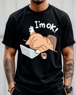 I'm OK Cute Cat at Laptop...