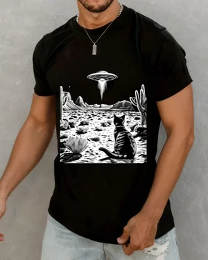 Cat Watching UFO in Desert...