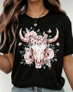 Floral Bull Skull with...