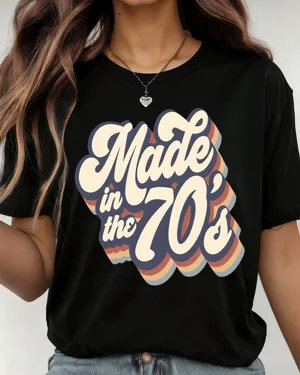 Made in the 70's Summer Cotton Graphic T Shirt - Vintage Retro, Short Sleeve, Soft Fabric, Comfortable Fit