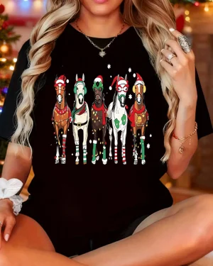 Christmas Horses in Festive...