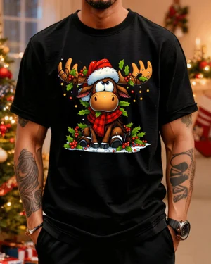 Christmas Moose with Holly...