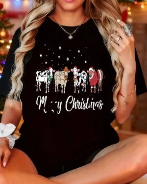 Merry Christmas Cows with...