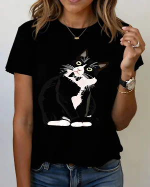 Curious Black and White Cat...