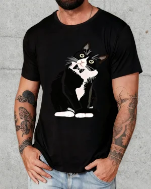 Curious Black and White Cat...