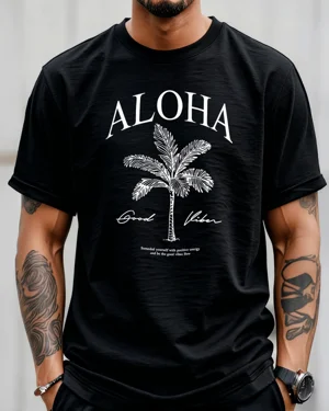 Aloha Good Vibes Palm Tree...
