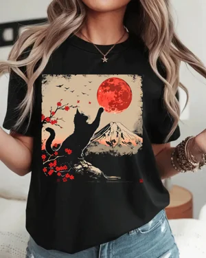 Cat Reaching Red Moon and...