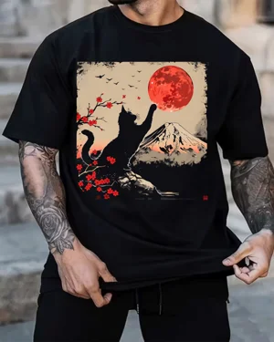 Cat Reaching Red Moon and...