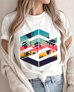 Sunset Palm Trees Summer...