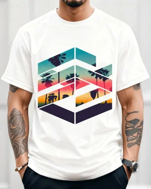 Sunset Palm Trees Summer...