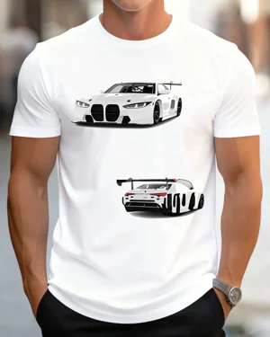 White Sports Car Front and...