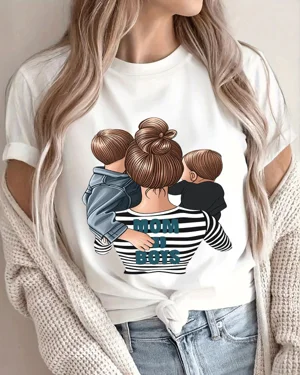 Mom of Boys Striped Shirt...