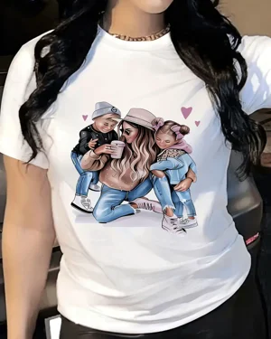 Stylish Mom with Kids and...